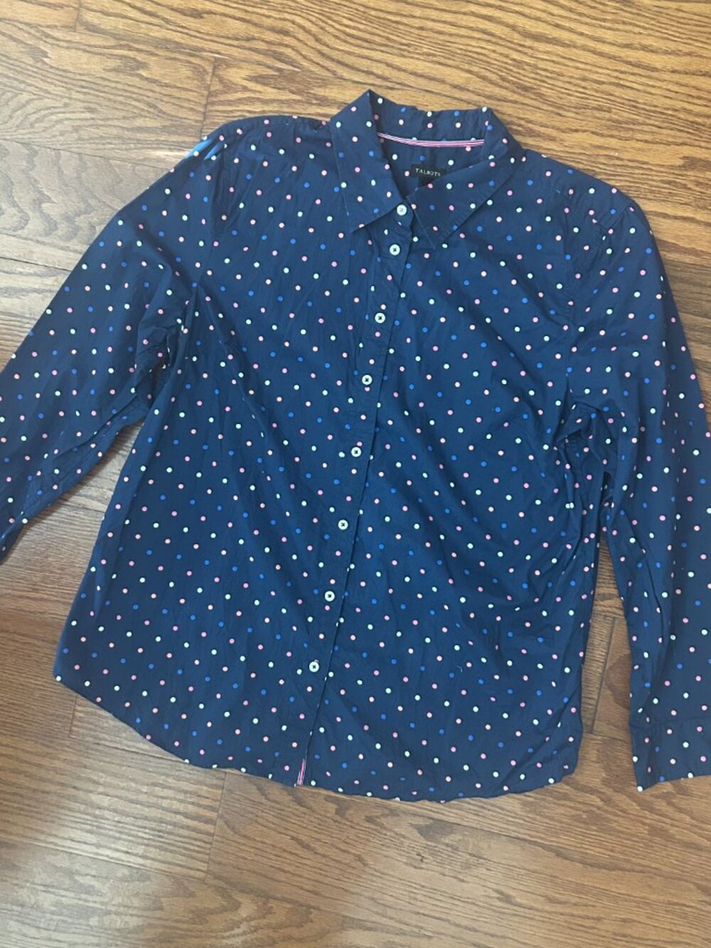 Talbots The Classic Casual Shirt Multi-Color Polka Dots Size XL Preppy Size 16 - Picture 4 of 12